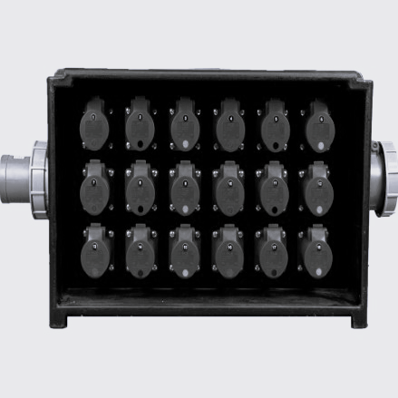 63A Three Phase To 18 X 16A RCBO + 63A Three Phase Passthrough Midnight Black